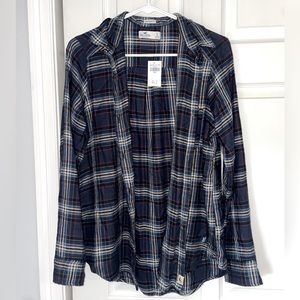 Hollister Navy Blue Flannel Size Small